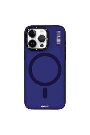 YoungKit iPhone 15 Pro Uyumlu Kılıf Magsafe Şarj Özellikli Youngkit Hidden Sand Serisi Kapak Mavi