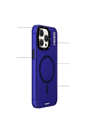 YoungKit iPhone 15 Pro Uyumlu Kılıf Magsafe Şarj Özellikli Youngkit Hidden Sand Serisi Kapak Mavi