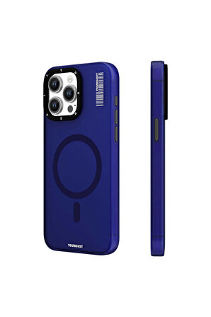 YoungKit iPhone 15 Pro Uyumlu Kılıf Magsafe Şarj Özellikli Youngkit Hidden Sand Serisi Kapak Mavi