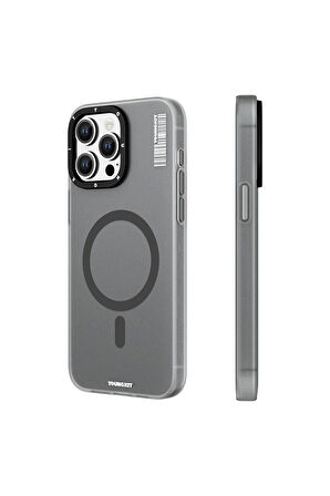 YoungKit iPhone 15 Pro Max Uyumlu Kılıf Magsafe Şarj Özellikli Youngkit Hidden Sand Serisi Kapak Gri