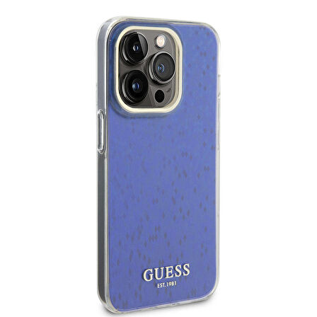 iPhone 15 Pro Uyumlu Kılıf Guess Orjinal Lisanslı Yazı Logolu Mirror Disco Kapak Mor