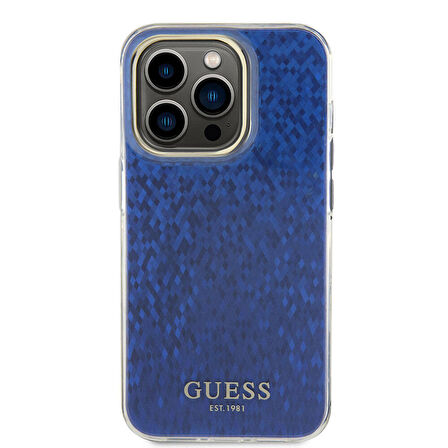 iPhone 15 Pro Uyumlu Kılıf Guess Orjinal Lisanslı Yazı Logolu Mirror Disco Kapak Mor