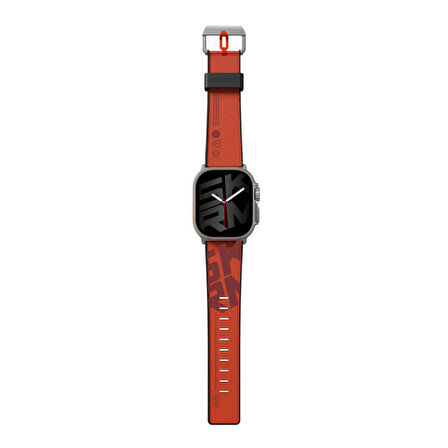 Watch Ultra Uyumlu Deri Kordon 49mm SkinArma Spunk Serisi PU Deri Strap Kayış Turuncu