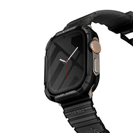 Watch Ultra Uyumlu 49mm SkinArma Kurono Buzlu Tasarım Sert PC Kasa Koruyucu Siyah