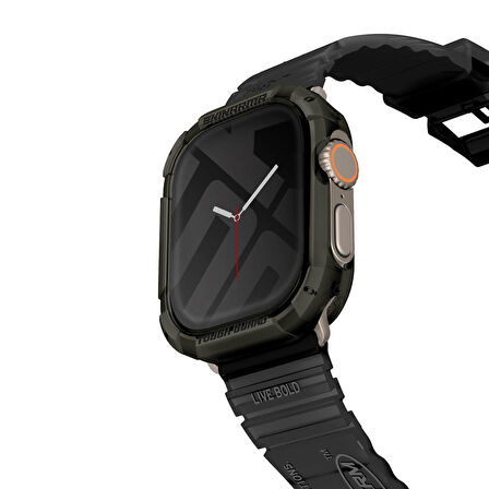 Watch Ultra Uyumlu 49mm SkinArma Kurono Buzlu Tasarım Sert PC Kasa Koruyucu Haki