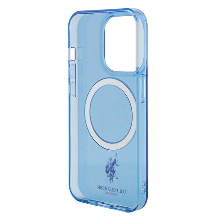 iPhone 15 Pro Max Kılıf U.S. Polo Assn. Orjinal Lisanslı Magsafe Şarjlı Transparan Tasarım Mavi