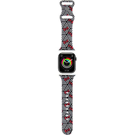 Apple Watch 40mm Uyumlu Hello Kitty Orjinal Lisanslı Fiyonklar & Çizgiler Silikon Kordon