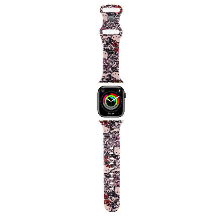 Watch 41mm Uyumlu Kordon Hello Kitty Orjinal Lisanslı Etiket Graffiti Yumuşak Strap Kayış