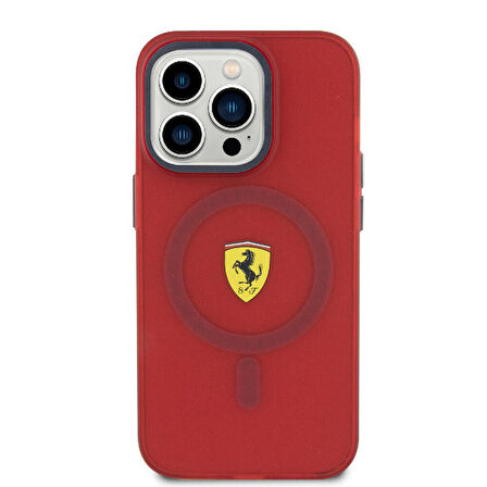 iPhone 15 Pro Max Uyumlu Kılıf Ferrari Orjinal Lisanslı Magsafe Özellikli Kontrast Bumper Kırmızı