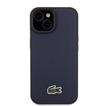 iPhone 15 Kılıf Lacoste Orjinal Lisanslı PU Pike Desenli İkonik Timsah Dokuma Logolu Kapak