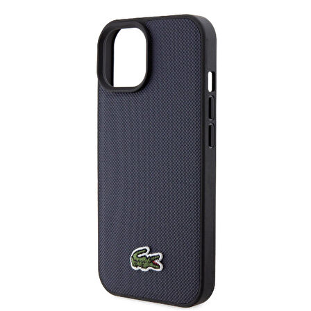 iPhone 15 Kılıf Lacoste Orjinal Lisanslı PU Pike Desenli İkonik Timsah Dokuma Logolu Kapak