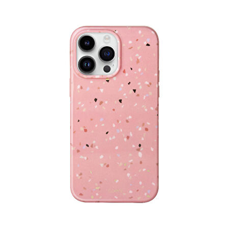 iPhone 14 Pro Max Uyumlu Kılıf Mozaik Desenli Coehl Terrazzo Kapak Pembe