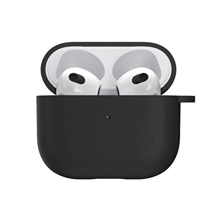 Airpods 3. Nesil Uyumlu Kılıf Yumuşak Likit Silikon Tasarımlı Lisanslı Switcheasy Skin Siyah