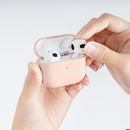 Airpods 3. Nesil Uyumlu Kılıf Yumuşak Likit Silikon Tasarımlı Lisanslı Switcheasy Skin Pembe