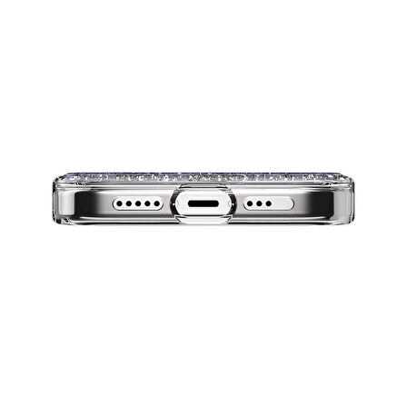iPhone 15 Pro Uyumlu Kılıf Magsafe Özellikli Simli Şeffaf Lisanslı Switcheasy Starfield-M Mor