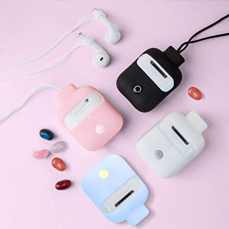 Airpods Uyumlu Kılıf Boyun Askılı Jelly Bean Tasarımlı Lisanslı Switcheasy ColorBuddy Beyaz