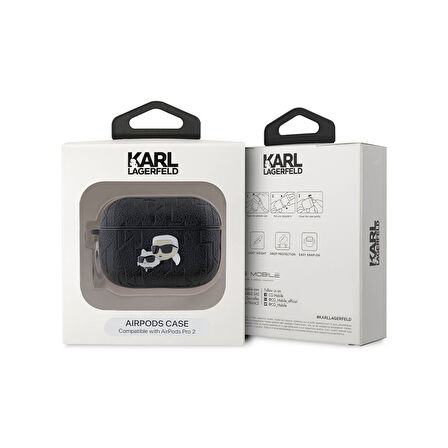 Air Pod Pro 2 Uyumlu Kılıf Orjinal Lisanslı Monogram Silikon Siyah
