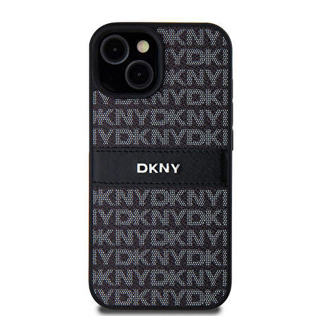 Apple iPhone 15 Uyumlu Kılıf DKNY Orjinal Lisanslı 3D Yazılı Repeat Texture Pattern Kapak