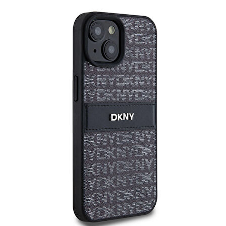 Apple iPhone 15 Uyumlu Kılıf DKNY Orjinal Lisanslı 3D Yazılı Repeat Texture Pattern Kapak