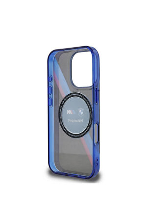 iPhone 16 Pro Max Kılıf BMW Lisanslı Magsafe Özellikli M Logo Üç Renk Çizgi Motorsport Siyah Uyumlu