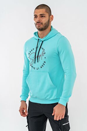 SWEATSHIRT KAPŞONLU - 904 - B38 - SU YEŞİLİ