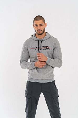 SWEATSHIRT KAPŞONLU - 904 - B05 - GRİ