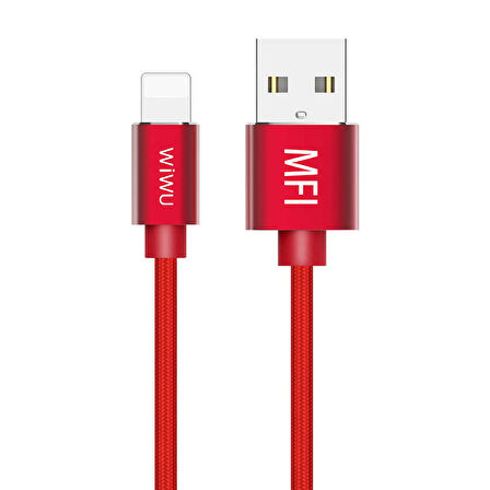 Wiwu WP201 MFI Lightning USB Kablo 2.4A Hızlı Şarj Kablosu 100 cm Naylon Örgü