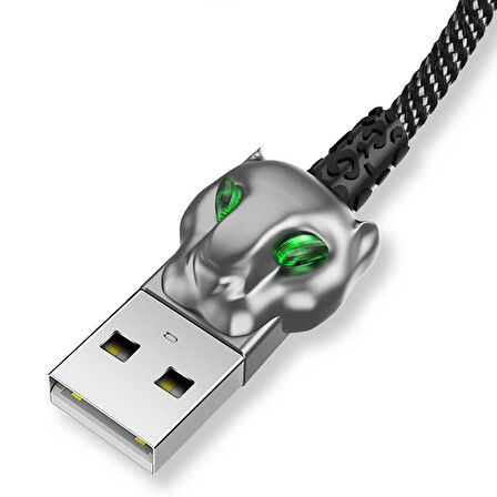 Wiwu Leopard Lightning USB Kablo 2.4A Hızlı Şarj Kablosu 100 cm Data Kablo Naylon Örgü