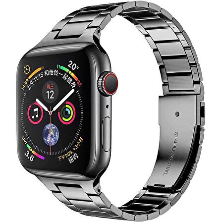 Apple Watch Uyumlu 38mm Wiwu Ultra Thin Steel Belt Three Beads Metal Saat Kordon Kayış Bileklik 