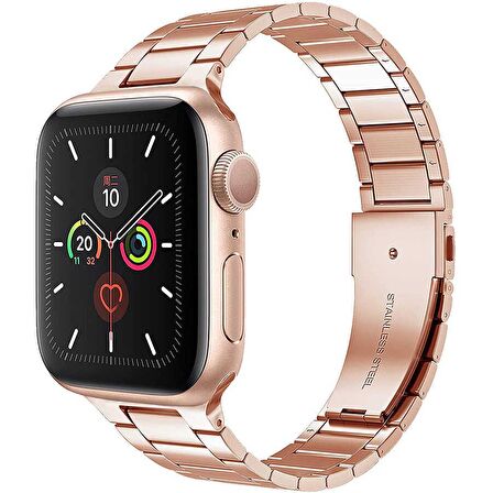 Apple Watch Uyumlu 44mm Wiwu Ultra Thin Steel Belt Three Beads Metal Saat Kordon Kayış Bileklik 