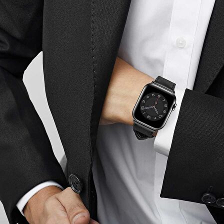Apple Watch 44mm Uyumlu Wiwu Attleage Watchband Hakiki Deri Saat Kordon Kayış Bileklik