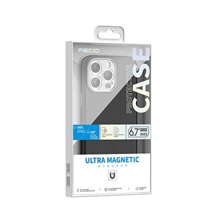 iPhone 15 Uyumlu Kılıf Recci Magsafe Şarj Özellikli Kamera Korumalı Explore Serisi Kapak Siyah