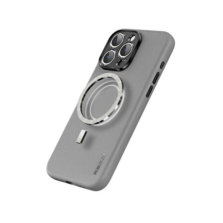 iPhone 15 Uyumlu Kılıf Recci Magsafe Şarj Özellikli Kamera Korumalı Explore Serisi Kapak Gri