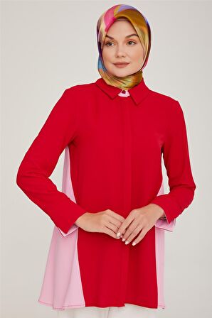 Armine Blok Renkli Gömlek 22K3203 Kırmızı