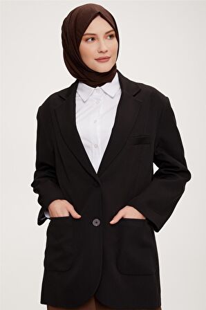 Armine Kontrast Astarlı Armine Ceket 22K5003 Siyah