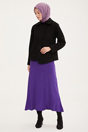 Armine Önü Çıtçıtlı ve Cepli Asimetrik Ceket 22K5004 Siyah