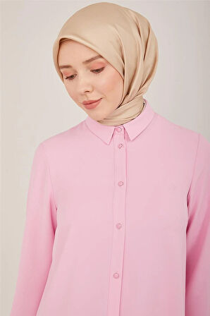 Uzun Kollu Armine Logolu Tunik-Pembe | 42