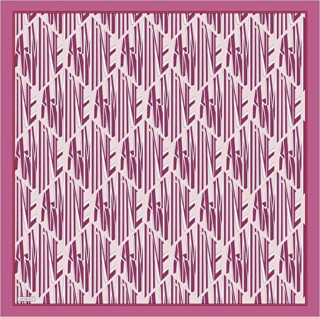Armine Pink Patterned Satin Silk Scarf 8911-57