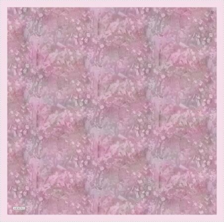 Armine Pembe Desenli Sura İpek Eşarp 8922-31
