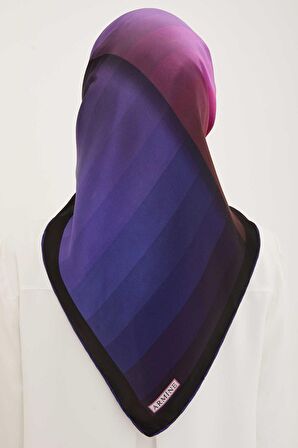 Armine Mor Geometrik Desenli Tivil İpek Eşarp 8904-34