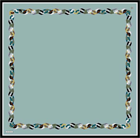 Armine Su Yeşili Kenarı Desenli Tivil İpek Eşarp 8908-56