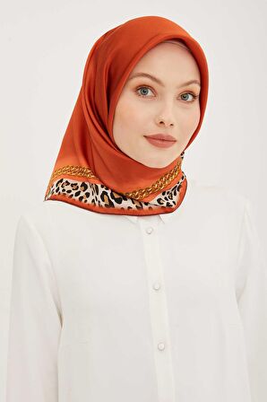 Armine Kiremit Desenli Tivil İpek Eşarp 8912-38