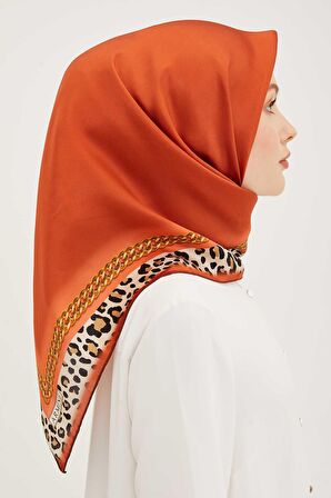 Armine Kiremit Desenli Tivil İpek Eşarp 8912-38