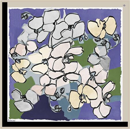 Armine Mor Desenli Tivil İpek Eşarp 8914-52