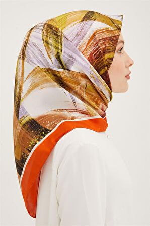 Armine Taba Batik Desen Tivil İpek Eşarp 8932-31