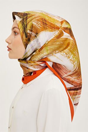 Armine Taba Batik Desen Tivil İpek Eşarp 8932-31