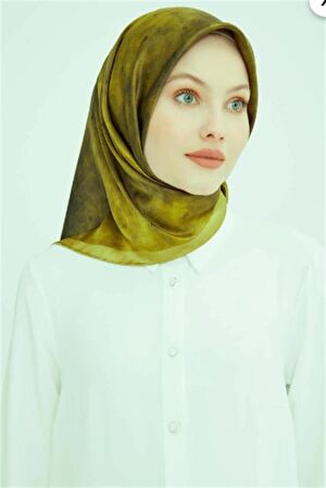 Armine Yeşil Desenli Tivil İpek Eşarp 8933-35