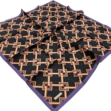 Armine Mor Desenli Tivil İpek Eşarp 8940-51