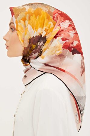 Armine Bordo Desenli Tivil İpek Eşarp 8951-35