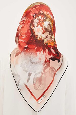 Armine Bordo Desenli Tivil İpek Eşarp 8951-35